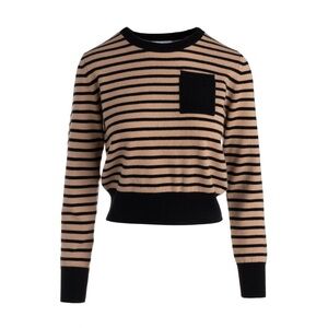 NAADAM NWT Two-Tone Cashmere Stripped Crew Camel & Black Size Medium